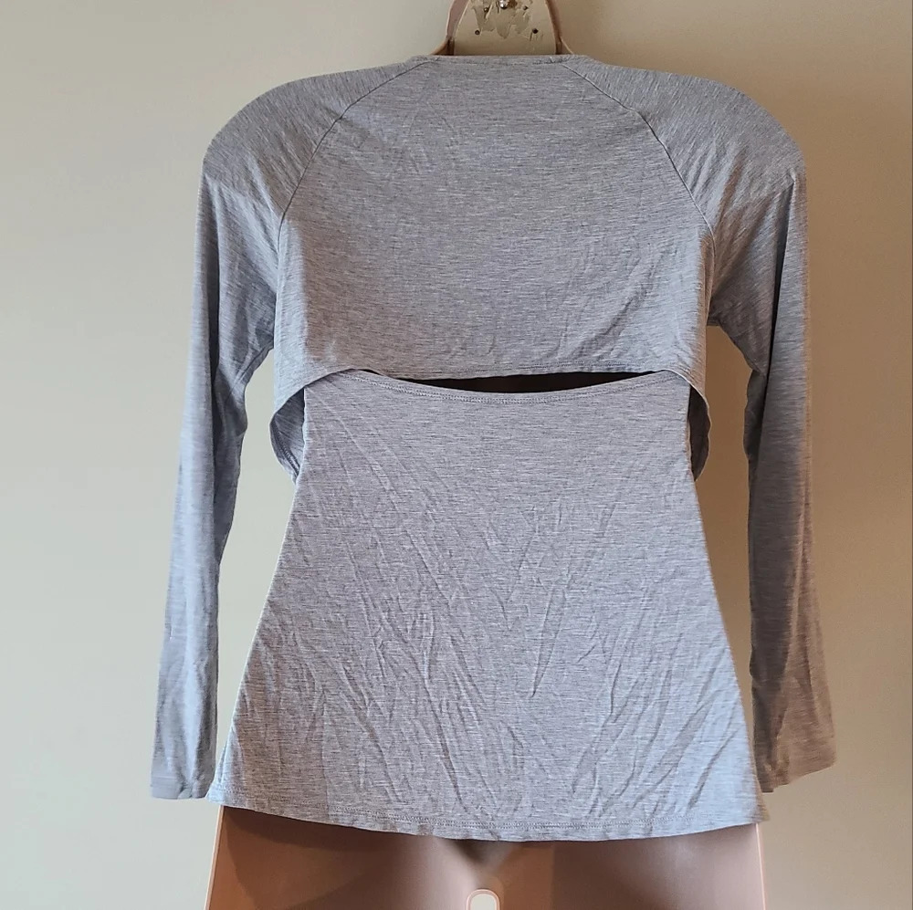 Under Armour long sleeve shirt modal open back gray yoga women's sz.M - Picture 3 of 7